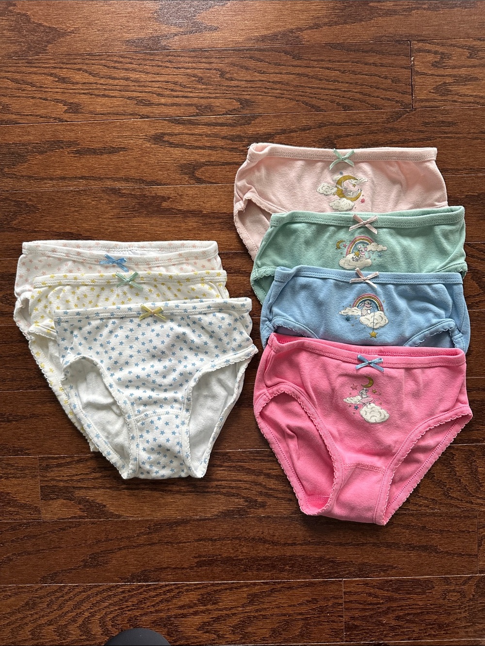 Mini Boden Girls' Adorable Bedtime-themed Pastel Cotton Briefs - 7-Pack
